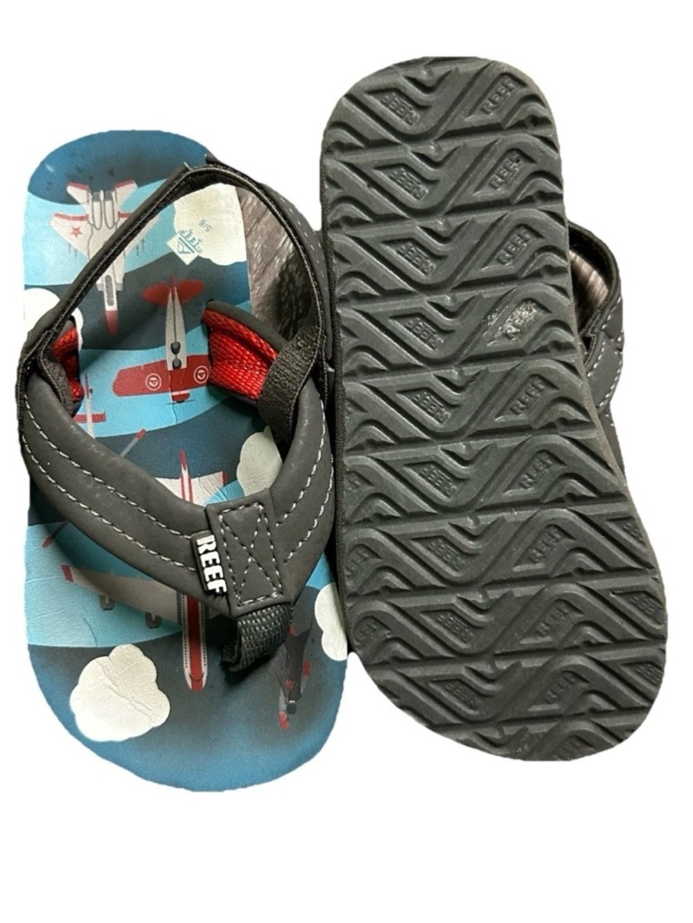 Toddler Boy Reef Summer Flip Flops Beach Warm Weather Size 5/6 - Picture 4 of 4